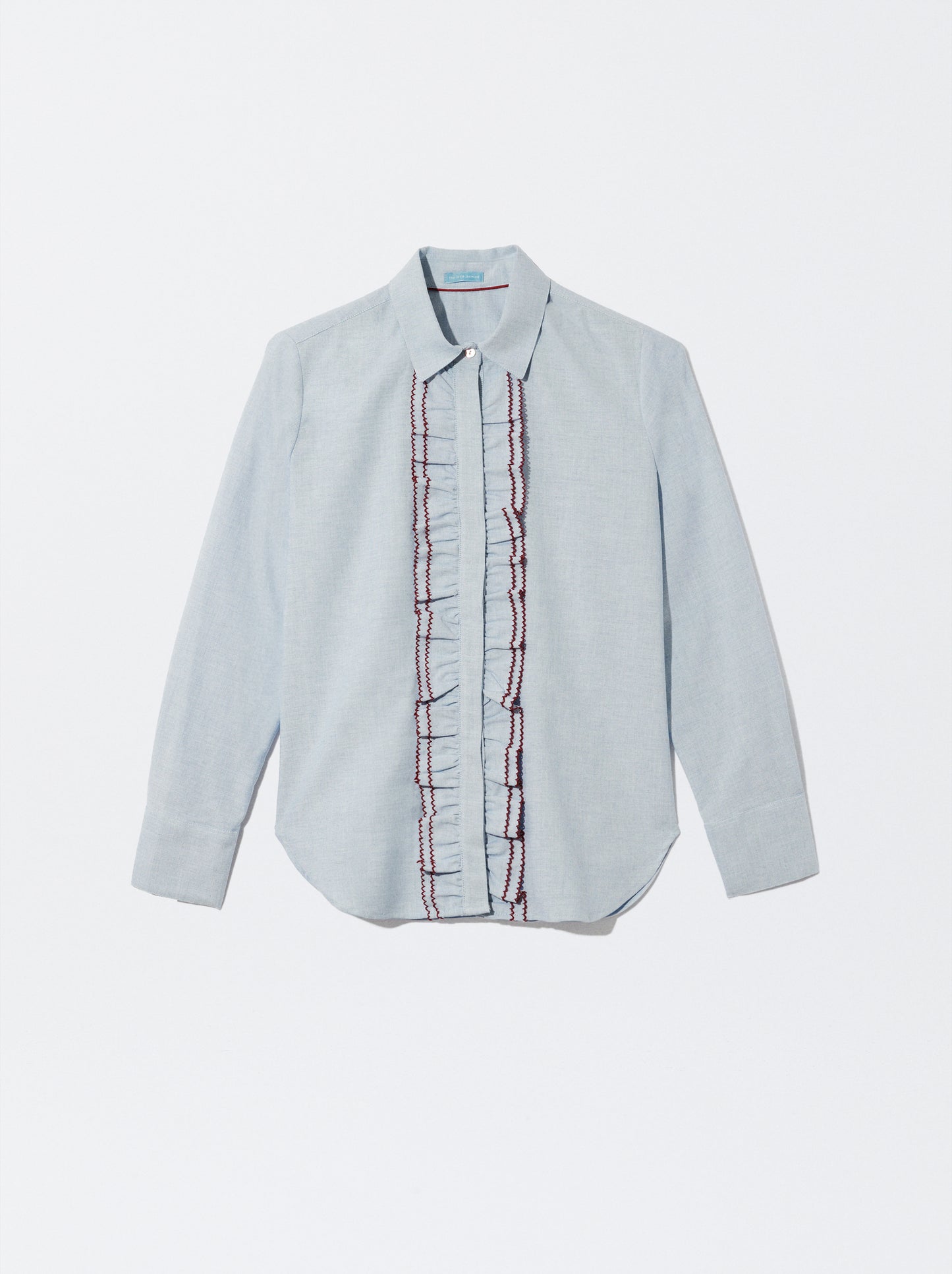 Camisa de folho com detalhe bordeaux
