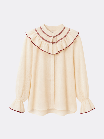 Camisa mulher bege com favos de mel