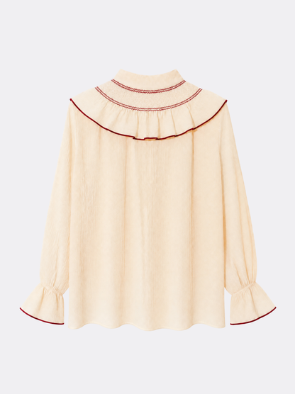 Camisa mulher bege com favos de mel