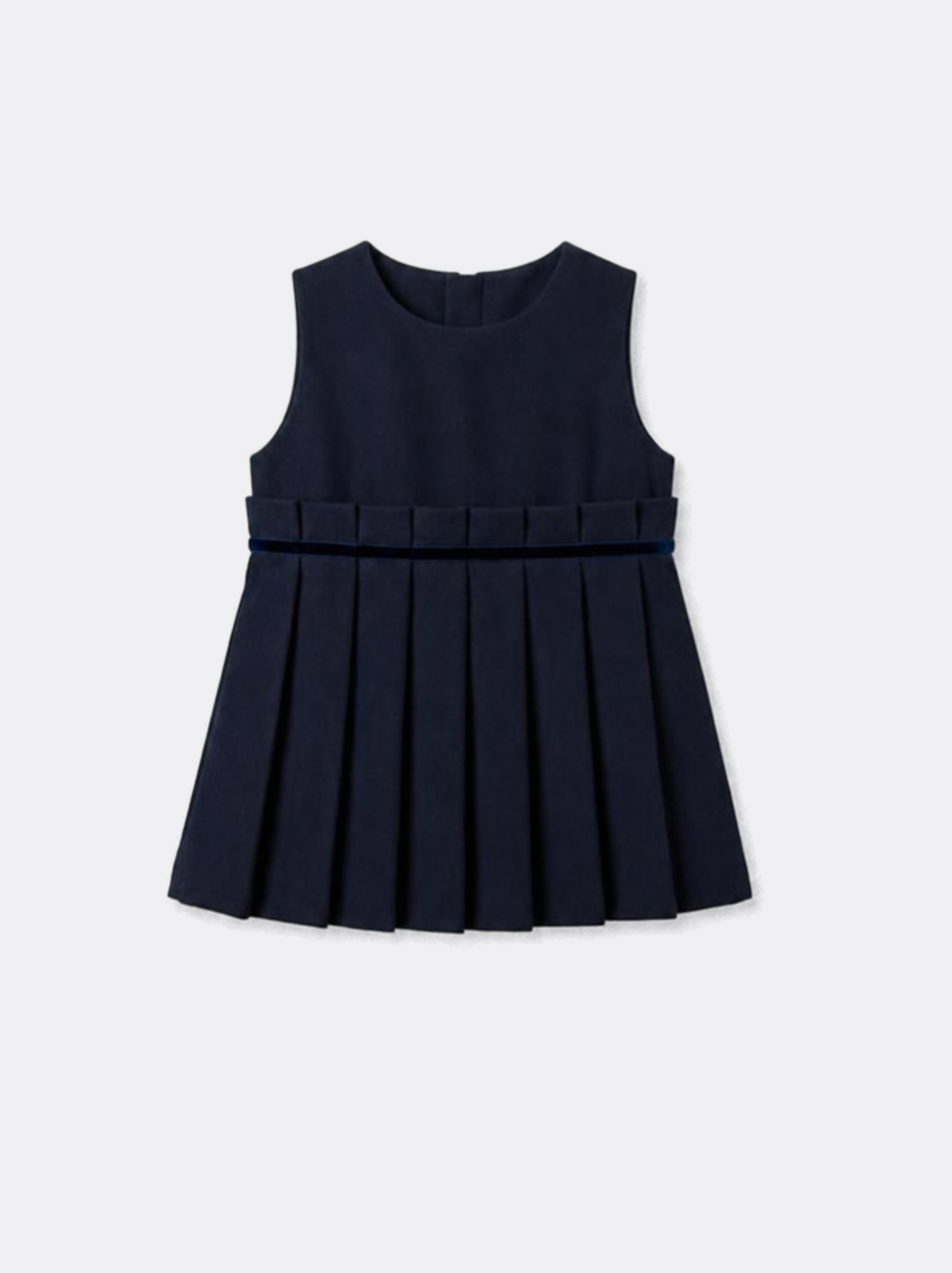 Vestido azul com detalhe de pregas
