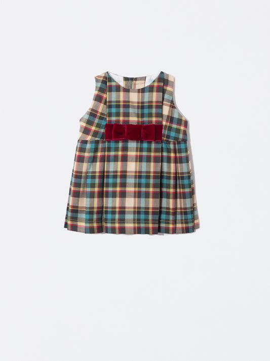 Vestido em xadrez bege