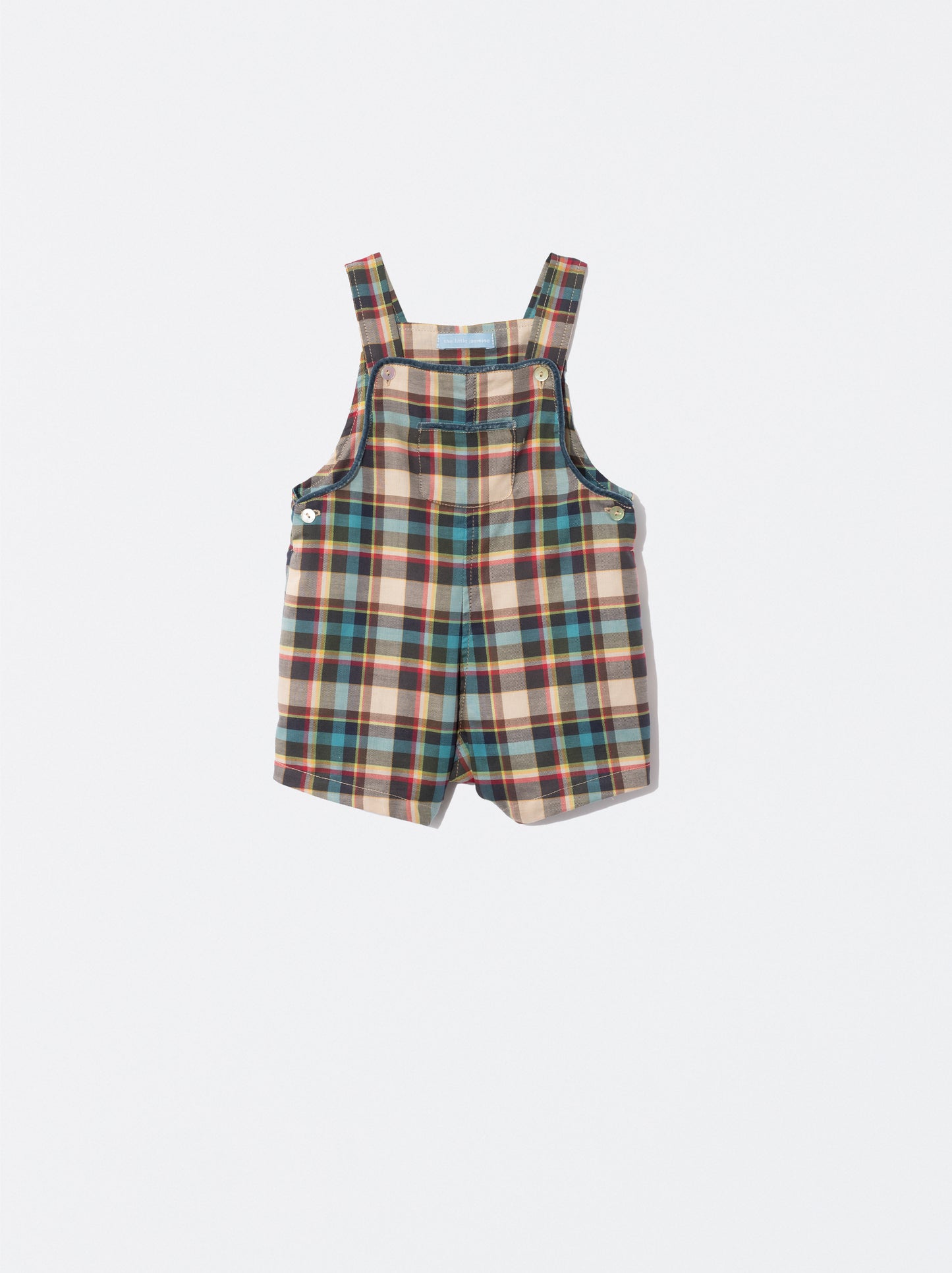 Jardineiras em xadrez bege