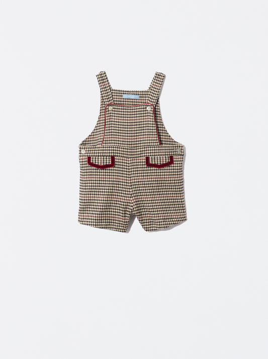 Jardineiras em pied de poule bege