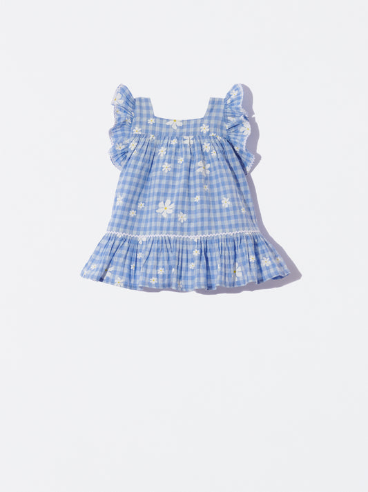 Vestido xadrez com flores