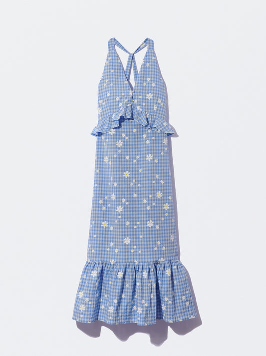 Vestido adulto xadrez com flores