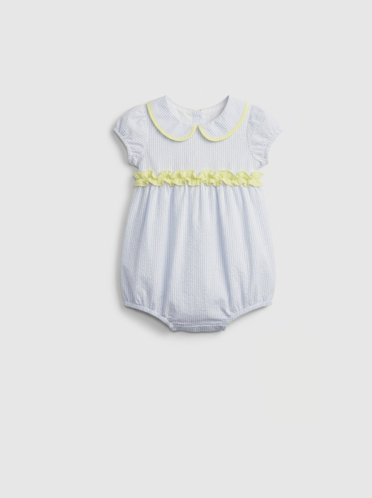 Fofo azul com detalhe em amarelo limão