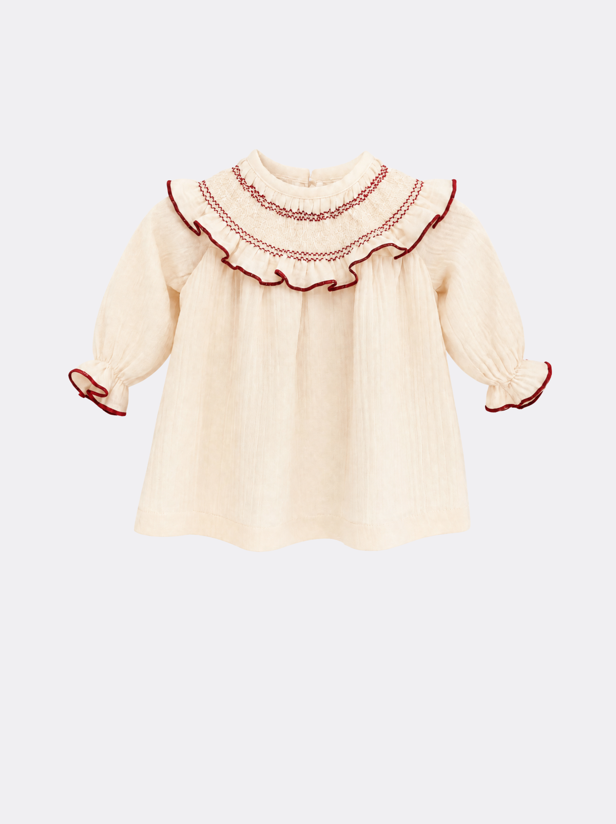 Vestido bege com favos de mel