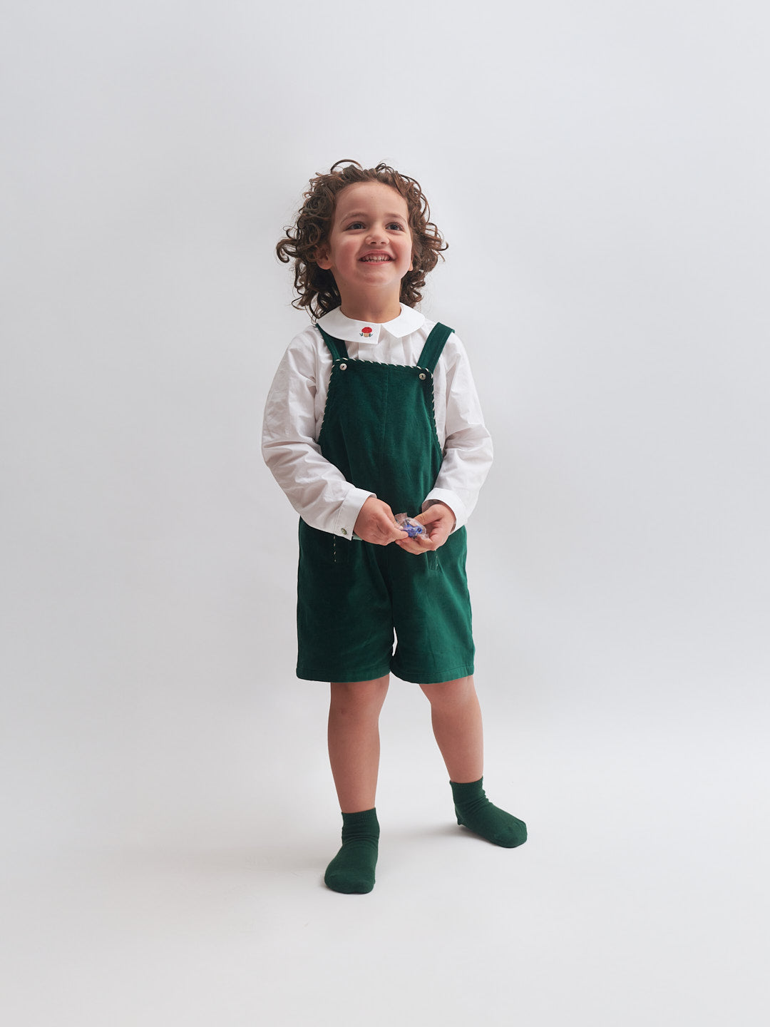 Jardineiras em veludo verde