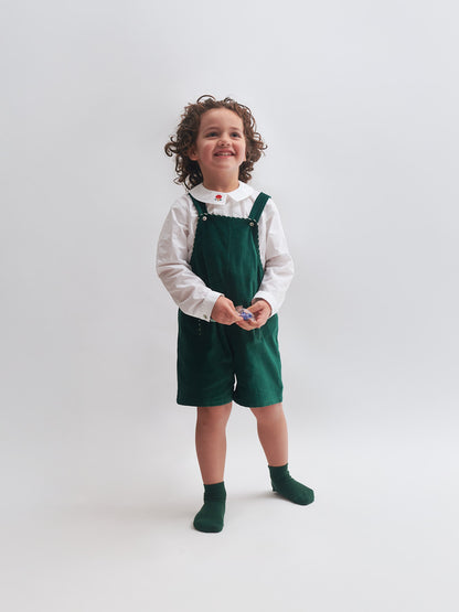 Jardineiras em veludo verde