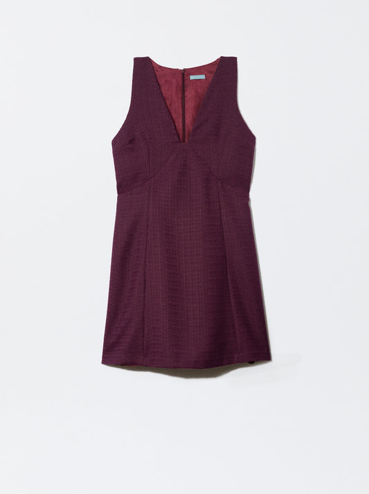 Vestido Mulher Bordeaux em pied de poule
