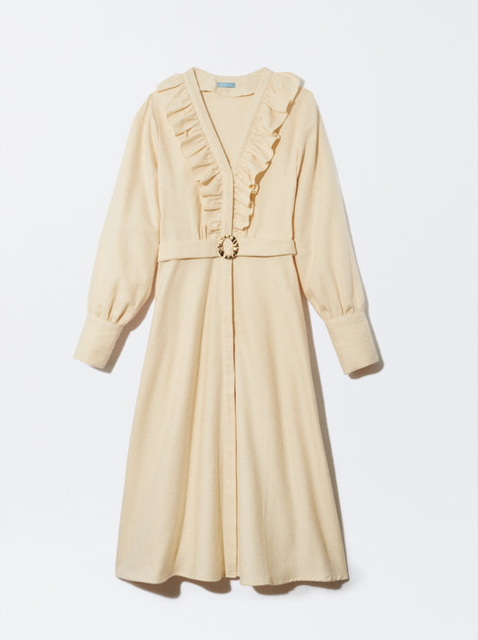 Vestido Bege com cinto