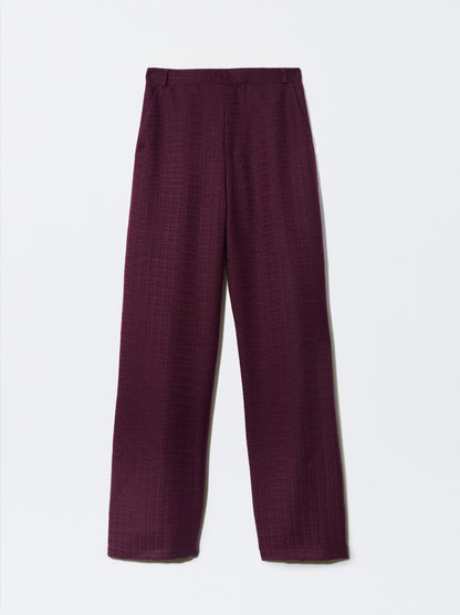 Pantalona bordeaux em pied de poule