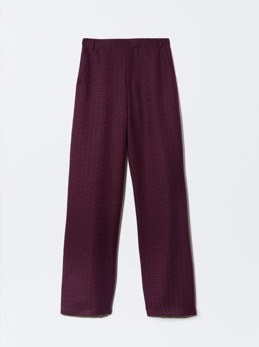 Pantalona bordeaux em pied de poule
