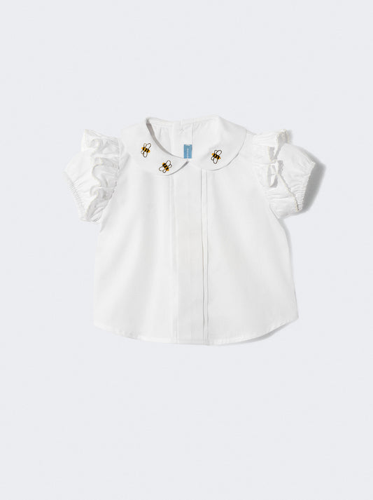Blusa com detalhe de abelhinhas e folho