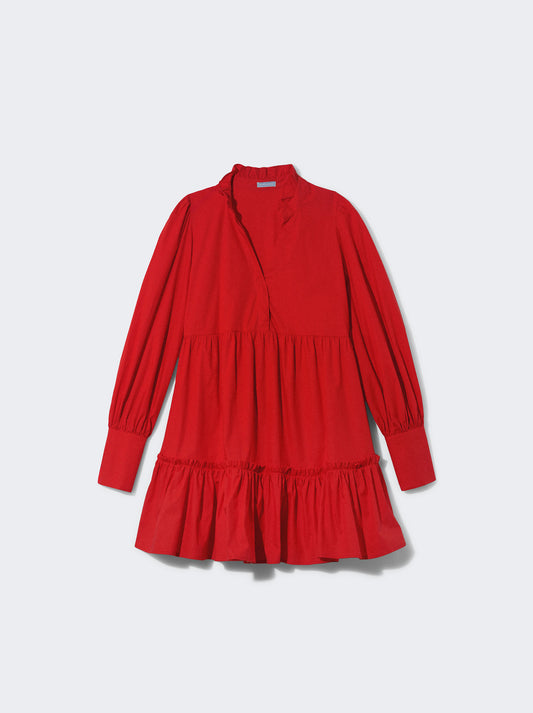 Vestido vermelho adulto com detalhe folho