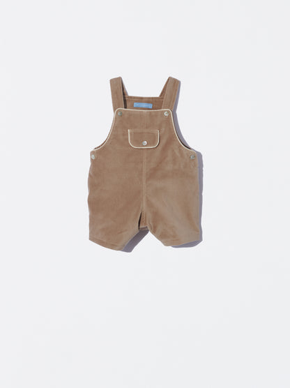 Jardineiras em veludo bege