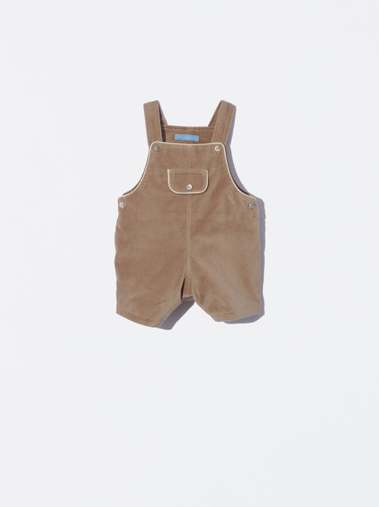 Jardineiras em veludo bege