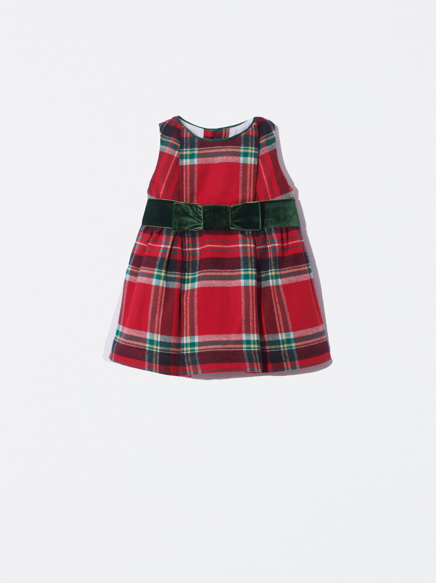 Vestido xadrez vermelho com detalhes de veludo