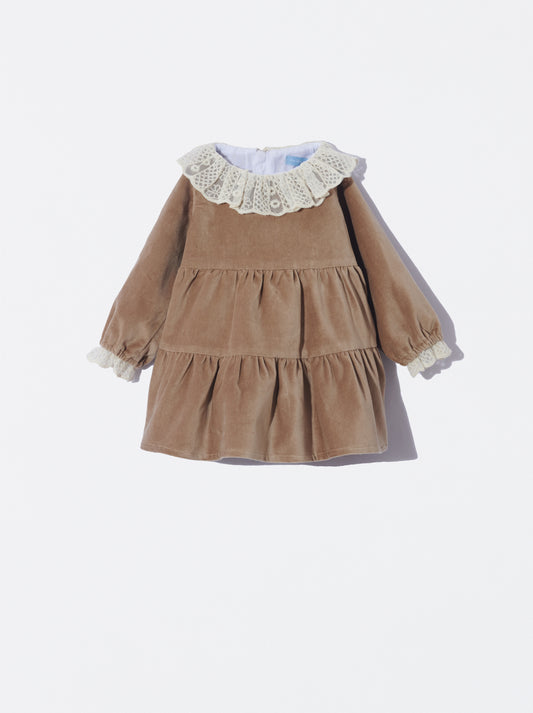 Vestido bege de veludo