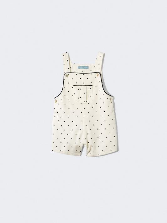 Jardineiras brancas com pintinhas