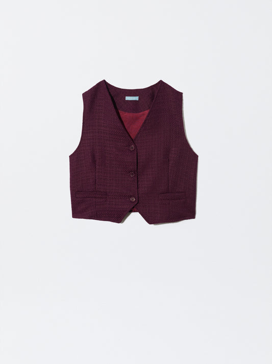 Colete Bordeaux em pied de poule